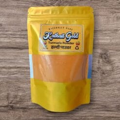 Kathait Gold Turmeric Powder (हल्दी पाउडर) In A Bright Yellow Pouch. Naturally Pure, Organic-Labeled Haldi Spice From India.