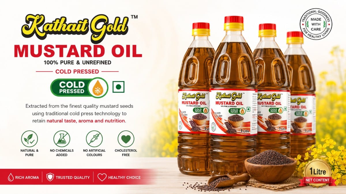 Kathait Gold Premium Cold Pressed Mustard Oil Bottle Dehradun