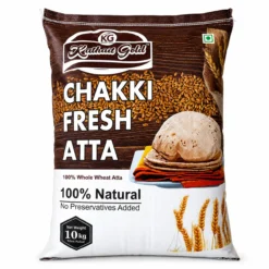 Kathait Gold 100% Whole Wheat Flour, Chakki Fresh Atta 10kg packaging with natural premium ingredients.