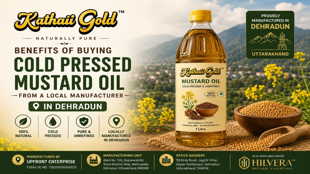 Kathait Gold Cold Pressed Mustard Oil Manufactured In Dehradun, Uttarakhand By Upfront Enterprise.