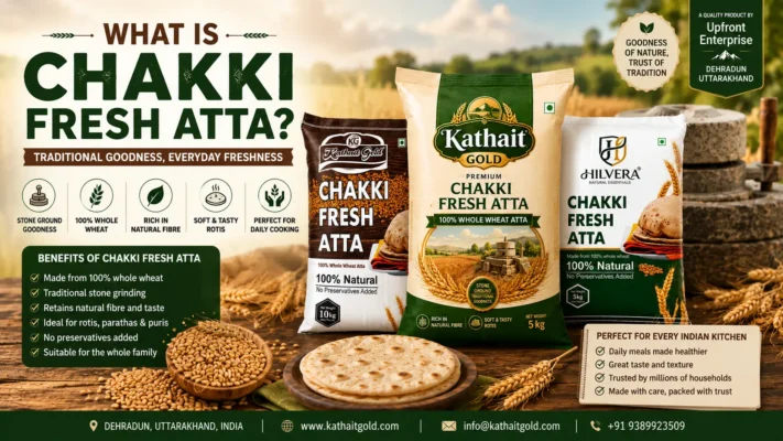 Kathait Gold Chakki Fresh Atta Made From Quality Wheat Using Traditional Grinding Process In Dehradun Uttarakhand